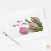 Sticker Rectangulaire Joyeuse Fête des Mères Tulipes roses (Enveloppe)