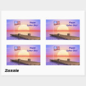 Sticker Rectangulaire Joyeuse fête du travail Drapeau américain et quai (Feuille)