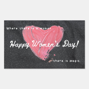 Sticker Rectangulaire Joyeuse journée des femmes noir
