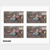 Sticker Rectangulaire Joyeuse Paques (Feuille)