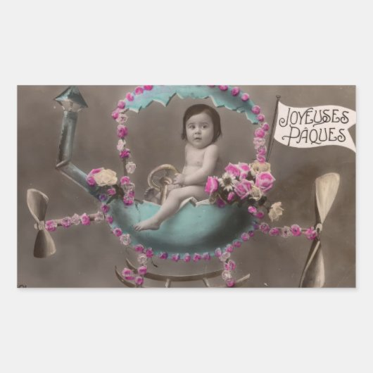 Sticker Rectangulaire Joyeuse Paques (Devant)