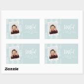 Sticker Rectangulaire Joyeuse photo et Noël arbre de vacances faveur (Feuille)