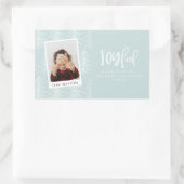 Sticker Rectangulaire Joyeuse photo et Noël arbre de vacances faveur (Sac)