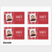 Sticker Rectangulaire Joyeuse photo et Noël arbre de vacances faveur (Feuille)