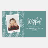 Sticker Rectangulaire Joyeuse photo et Noël arbre de vacances faveur (Devant)
