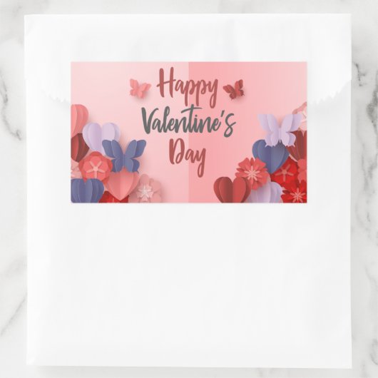 Sticker Rectangulaire Joyeuse Saint-Valentin (Sac)
