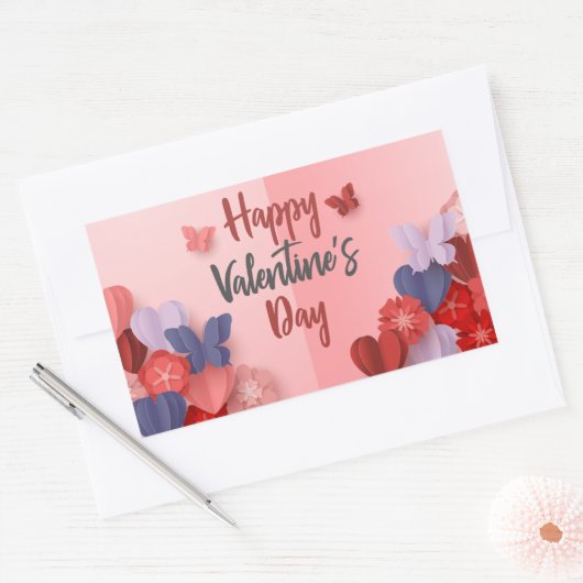 Sticker Rectangulaire Joyeuse Saint-Valentin (Enveloppe)