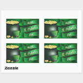 Sticker Rectangulaire Joyeuse St Patrick's Day avec Pot of Gold (Feuille)