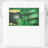 Sticker Rectangulaire Joyeuse St Patrick's Day avec Pot of Gold (Sac)