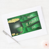 Sticker Rectangulaire Joyeuse St Patrick's Day avec Pot of Gold (Enveloppe)