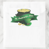 Sticker Rectangulaire Joyeuse St Patrick's Day avec Pot of Gold (Sac)