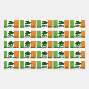 Sticker Rectangulaire Joyeuse St. Patrick's Day, Drapeau irlandais Coule