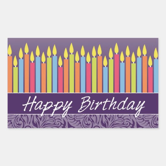 Sticker Rectangulaire Joyeuses bougies d'anniversaire (Devant)