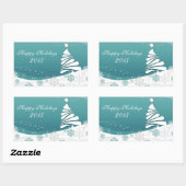 Sticker Rectangulaire Joyeuses fêtes (Feuille)
