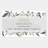 Sticker Rectangulaire Joyeuses vacances aquarelle feuillage Noël (Devant)