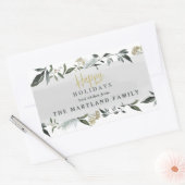 Sticker Rectangulaire Joyeuses vacances aquarelle feuillage Noël (Enveloppe)