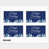 Sticker Rectangulaire Joyeuses Vacances Hiver Arbres belle entreprise (Feuille)