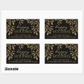 Sticker Rectangulaire Joyeuses vacances Noël Holly Gold Faux Foil (Feuille)