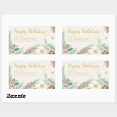 Sticker Rectangulaire Joyeuses vacances Poinsettia Foliage Adresse de re (Feuille)