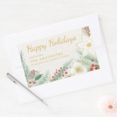 Sticker Rectangulaire Joyeuses vacances Poinsettia Foliage Adresse de re (Enveloppe)