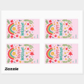 Sticker Rectangulaire Joyeuses Vacances Rainbow Cute à partir de (Feuille)