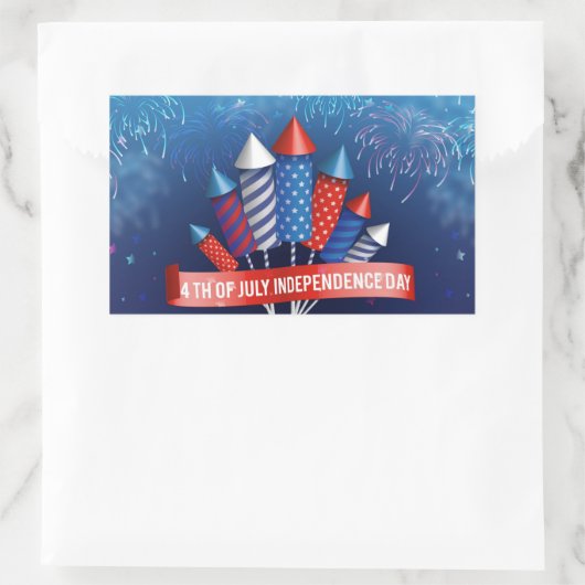 Sticker Rectangulaire Joyeux 4 juillet (Sac)