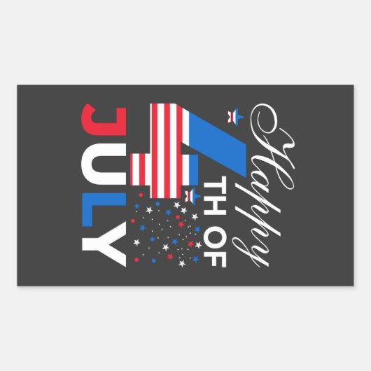 Sticker Rectangulaire Joyeux 4 juillet-97958 (Devant)
