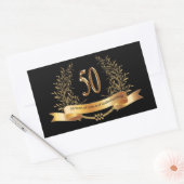 Sticker Rectangulaire Joyeux 50e anniversaire de Mariage Golden Leave La (Enveloppe)