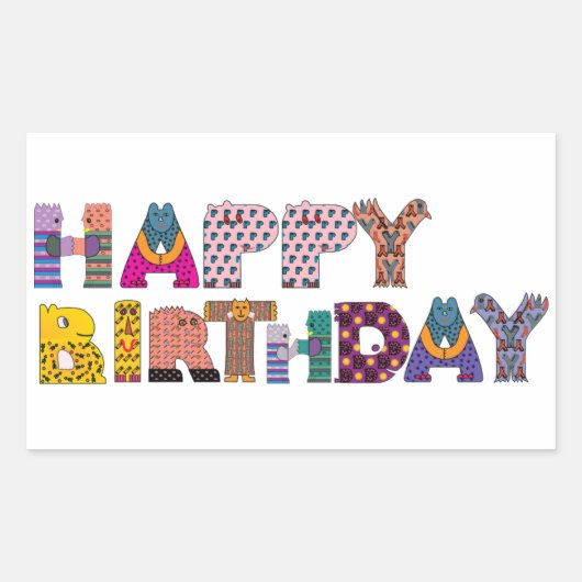Sticker Rectangulaire Joyeux anniversaire (Devant)