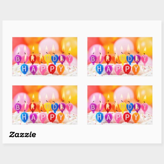 Sticker Rectangulaire Joyeux anniversaire (Feuille)