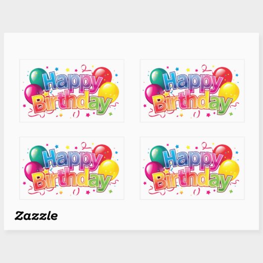 Sticker Rectangulaire Joyeux anniversaire (Feuille)