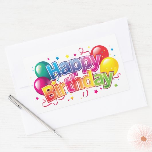 Sticker Rectangulaire Joyeux anniversaire (Enveloppe)