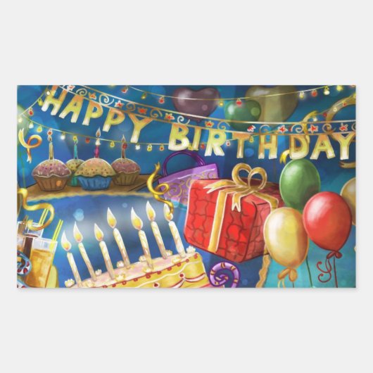 Sticker Rectangulaire Joyeux anniversaire (Devant)