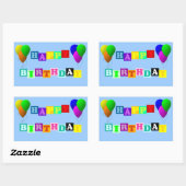 Sticker Rectangulaire Joyeux anniversaire avec ballons (Feuille)