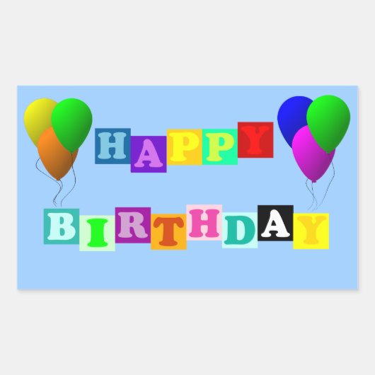 Sticker Rectangulaire Joyeux anniversaire avec ballons (Devant)