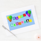 Sticker Rectangulaire Joyeux anniversaire avec ballons (Enveloppe)