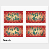 Sticker Rectangulaire Joyeux Anniversaire Bleu Polka Point Texte Rouge B (Feuille)