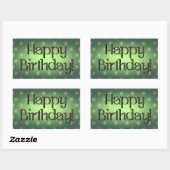 Sticker Rectangulaire Joyeux Anniversaire Brown Polka Dot Texte Vert Bkg (Feuille)
