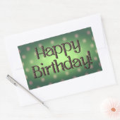 Sticker Rectangulaire Joyeux Anniversaire Brown Polka Dot Texte Vert Bkg (Enveloppe)