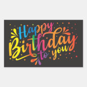 Sticker Rectangulaire Joyeux anniversaire - couleurs arc-en-ciel Anniver (Devant)