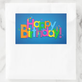 Sticker Rectangulaire Joyeux anniversaire - couleurs lumineuses (Sac)