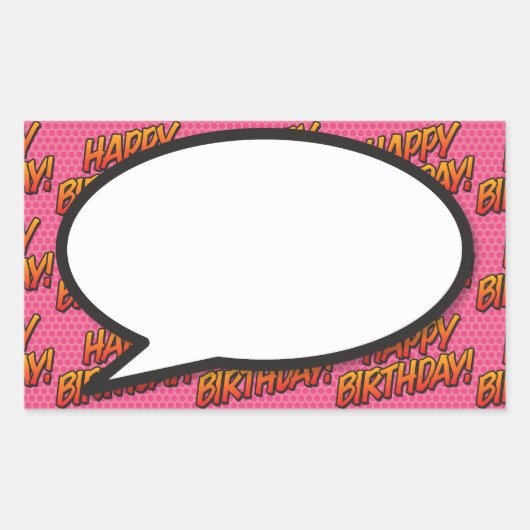 Sticker Rectangulaire Joyeux Anniversaire Discours Bubble Fun Retro Comi (Devant)