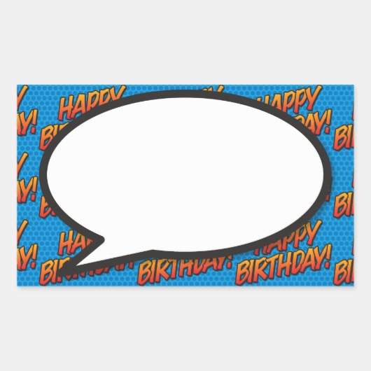 Sticker Rectangulaire Joyeux Anniversaire Discours Bubble Fun Retro Comi (Devant)