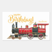 Sticker Rectangulaire Joyeux anniversaire du train rouge (Devant)