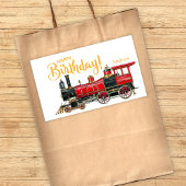 Sticker Rectangulaire Joyeux anniversaire du train rouge