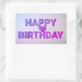 Sticker Rectangulaire Joyeux Anniversaire en bois violet découpé avec co (Sac)