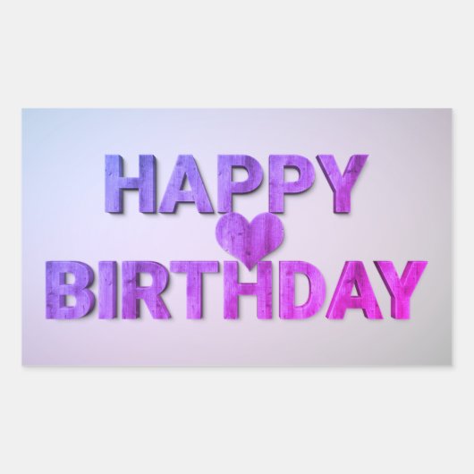 Sticker Rectangulaire Joyeux Anniversaire en bois violet découpé avec co (Devant)
