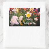 Sticker Rectangulaire Joyeux Anniversaire Fleurs de Printemps #1-1 Stick (Sac)