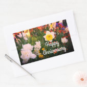 Sticker Rectangulaire Joyeux Anniversaire Fleurs de Printemps #1-1 Stick (Enveloppe)
