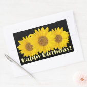 Sticker Rectangulaire Joyeux Anniversaire Jaune Fleurs de soleil Noir (Enveloppe)